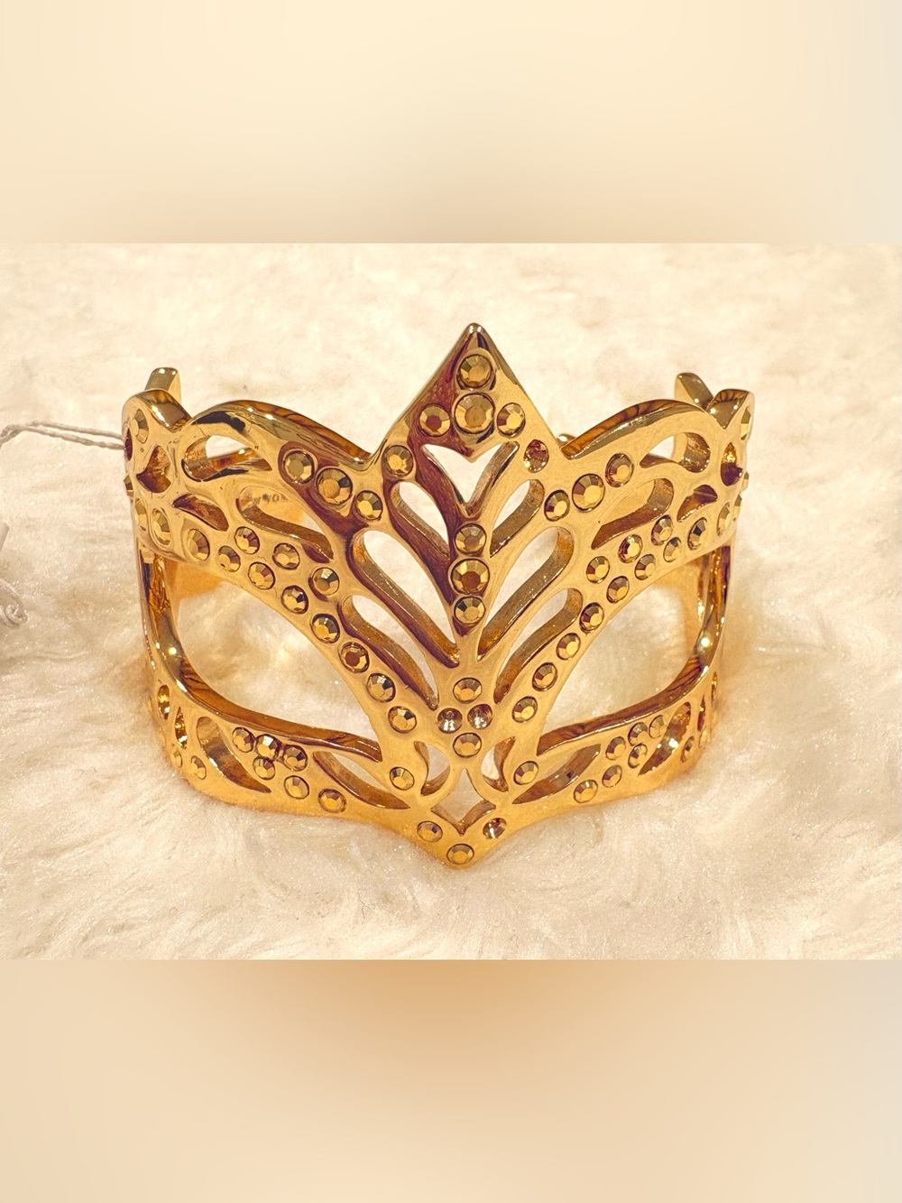 NEW Kate Spade Dress the Part Masquerade Gold Crystal Cuff Bracelet